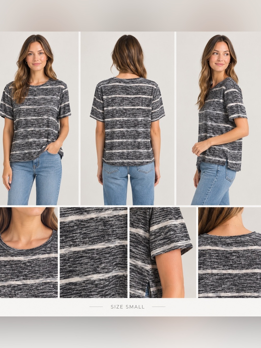 Banana Republic Navy and White Striped Tee